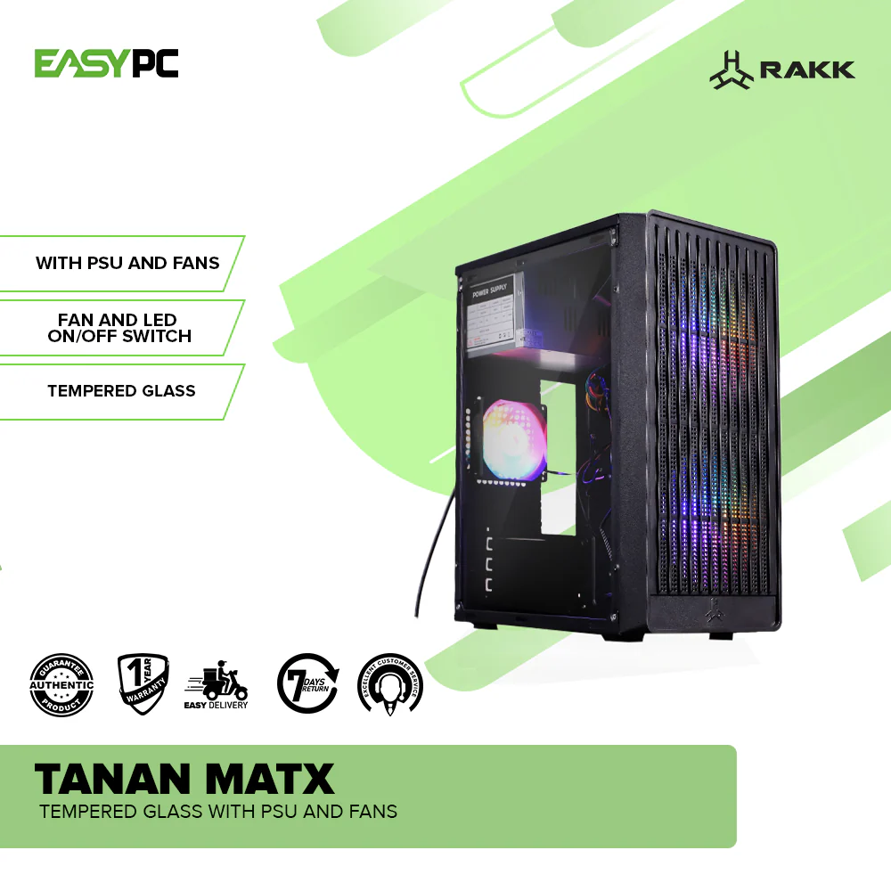 RAKK TANAN MATX Tempered Glass with PSU and Fans - Image 2