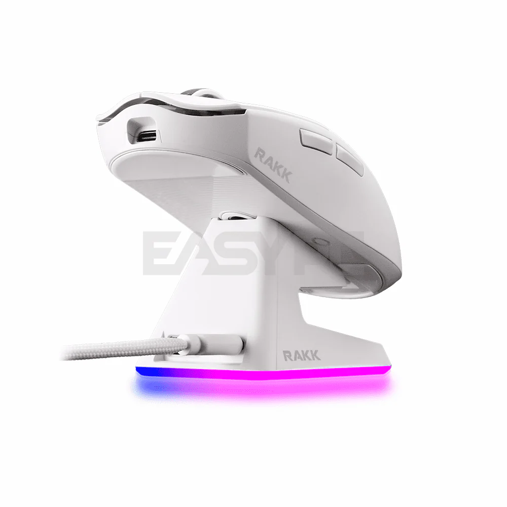 RAKK TANAW Trimode PMW3395 Huano 80M OLED Gaming Mouse White with RGB Charging Dock - Image 3