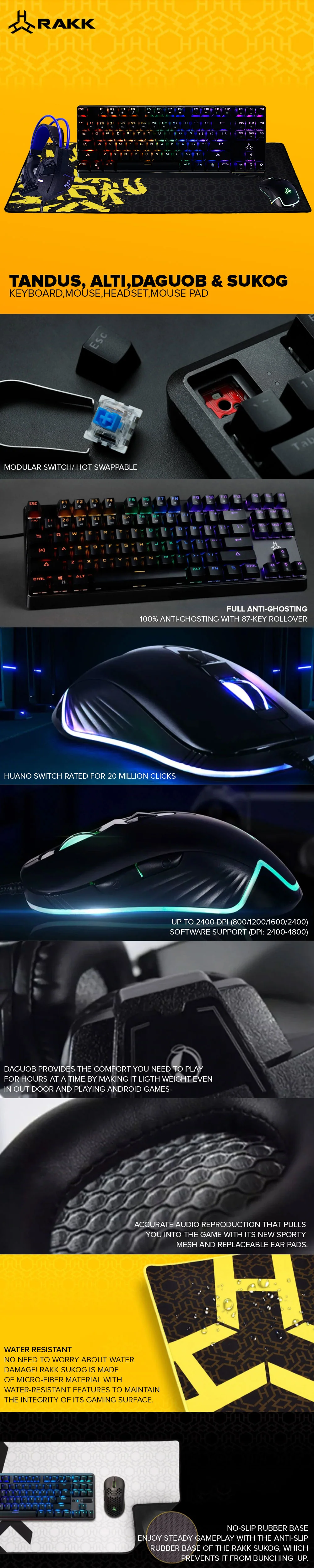 RAKK TANDUS Keyboard | Rakk Alti Mouse | DAGUOB Headset | SUKOG Mouse Pad - Image 7