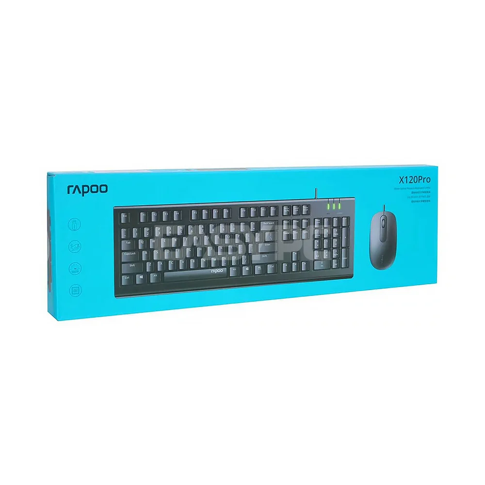 Rapoo X120 Pro 1000 DPI tracking engine Enjoy responsive and smooth cursor control with 1000 DPI optical tracking engine Keyboard and Mouse Usb Black