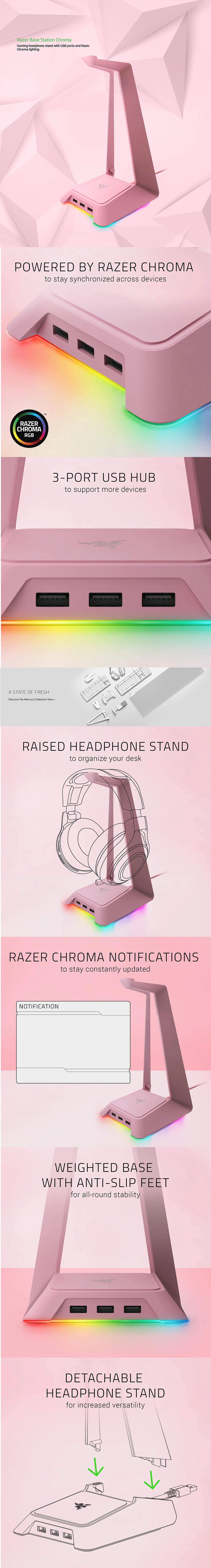 Razer Base Station Chroma Quartz Pink Edition Headset Stand - Image 5