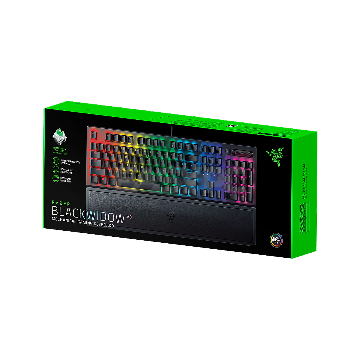 Razer BlackWidow V3 Black Mechanical Gaming Keyboard Green Switch with Razer Chroma RGB, Transparent switch housing, Doubleshot ABS keycaps Gaming Keyboard RZ03-03541800-R3M1 1ION RARZ2198