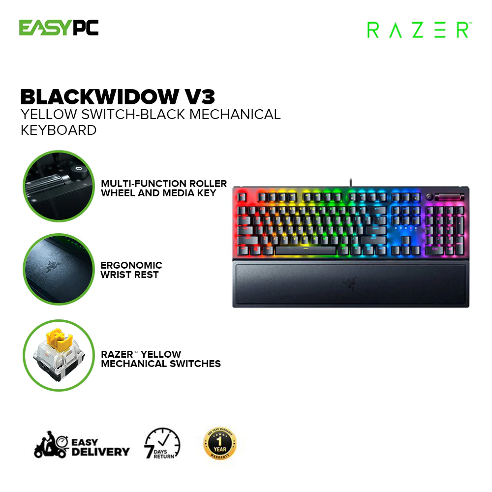 Razer Blackwidow V3, Tenkeyless, Green and Yellow Switch 80 million keystroke lifespan Mechanical Gaming Keyboard 1ION - Image 10