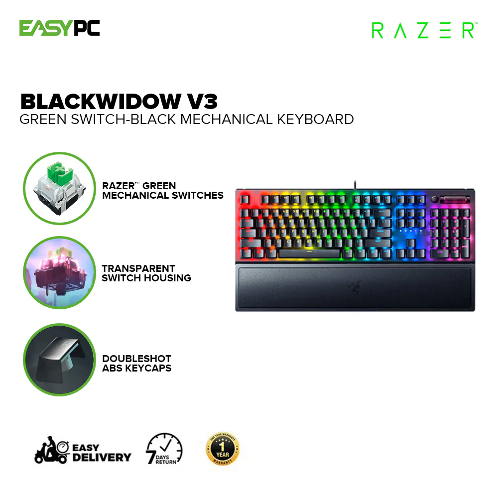 Razer Blackwidow V3, Tenkeyless, Green and Yellow Switch 80 million keystroke lifespan Mechanical Gaming Keyboard 1ION - Image 6