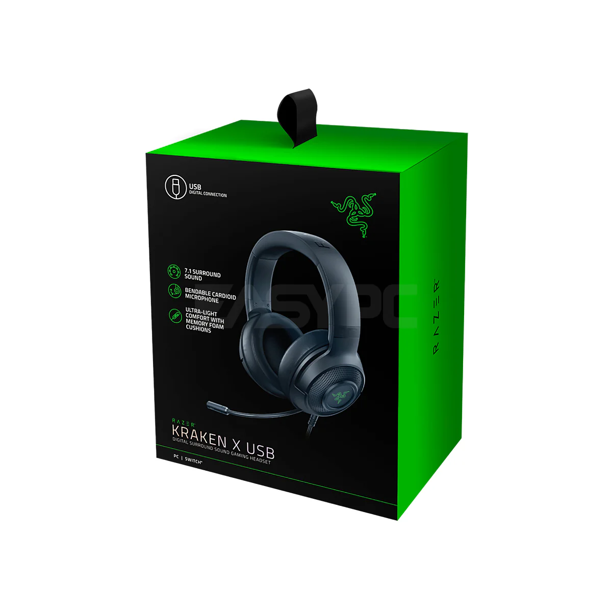 Razer Kraken X Black, Bendable cardioid microphone, Oval Ear Cushions Earcups Wired Gaming Headset RZ04-02890100-R3M1 1ION RARZ2201