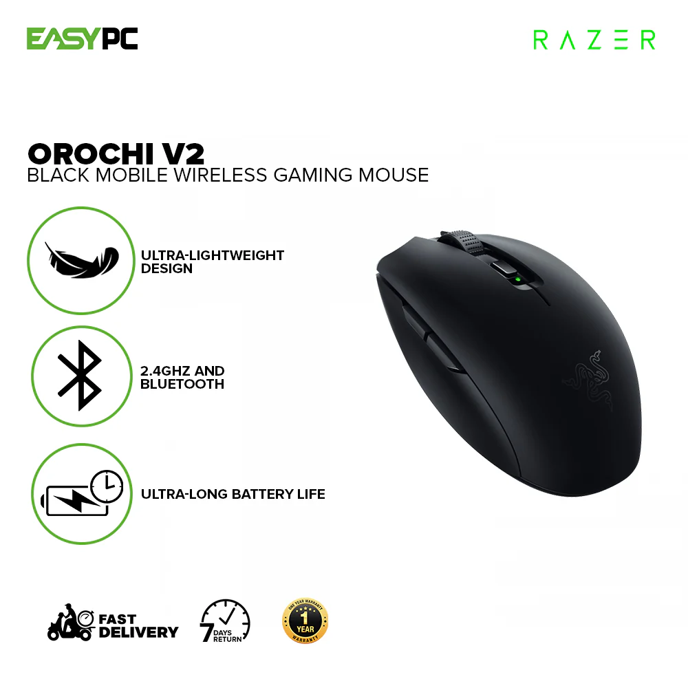 Razer Orochi V2 Mobile Wireless Gaming Mouse with up to 950 Hours of Battery Life,18000 DPI, 60 Million Clicks Switch, Dual-mode wireless Gaming Mouse Black/ White 1ION - Image 2