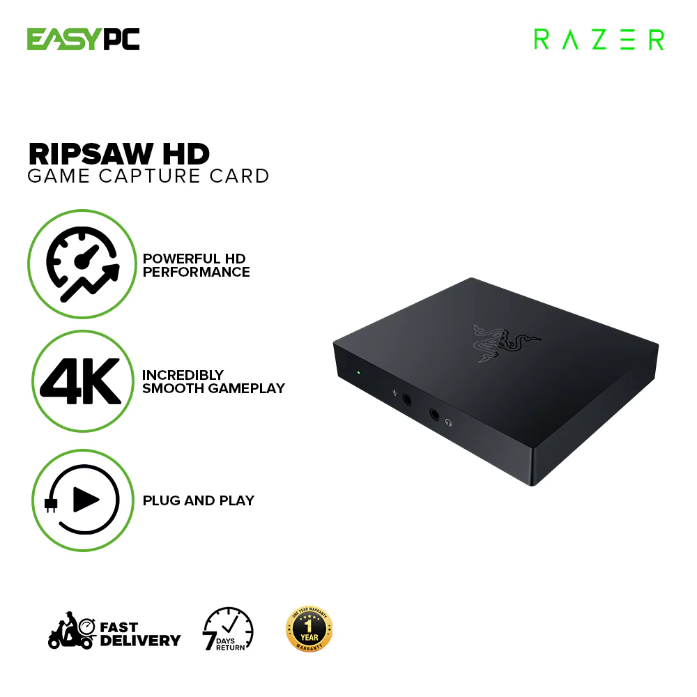 Razer Ripsaw HD Game Streaming Capture Card - 1080P FHD 60 FPS Recording Capture Card RZ20-02850100-R3M1 1ION RARZ2168 - Image 2