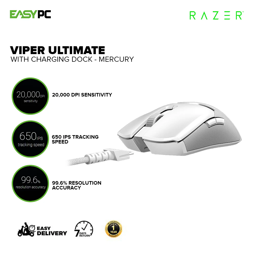Razer Viper Ultimate with Charging Dock Ambidextrous Gaming Mouse with RazerÂª HyperSpeed Wireless Technology - 20K DPI Optical Sensor Quartz/Mercury Optical Gaming Mouse 1ION - Image 5