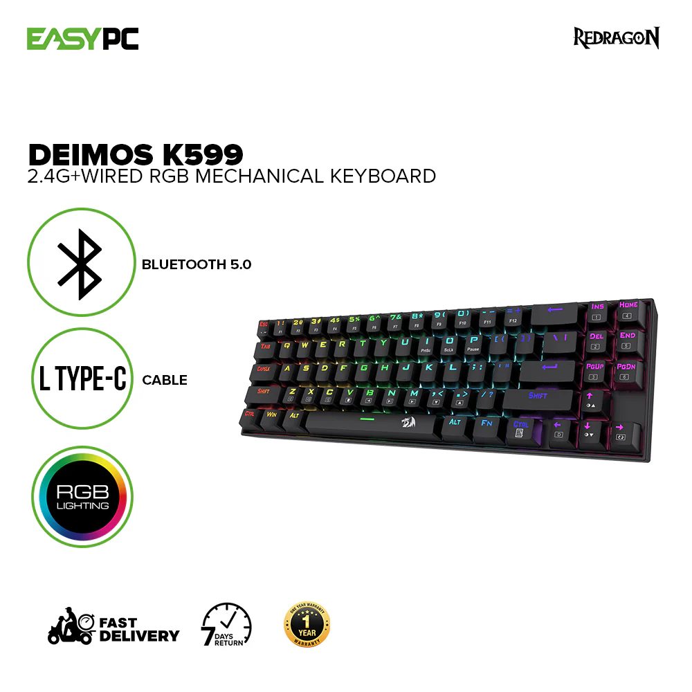 Redragon Deimos K599 50 million click life2.4G+ Wired and Wireless RGB Mechanical Gaming keyboard REK52233 15CYB - Image 2