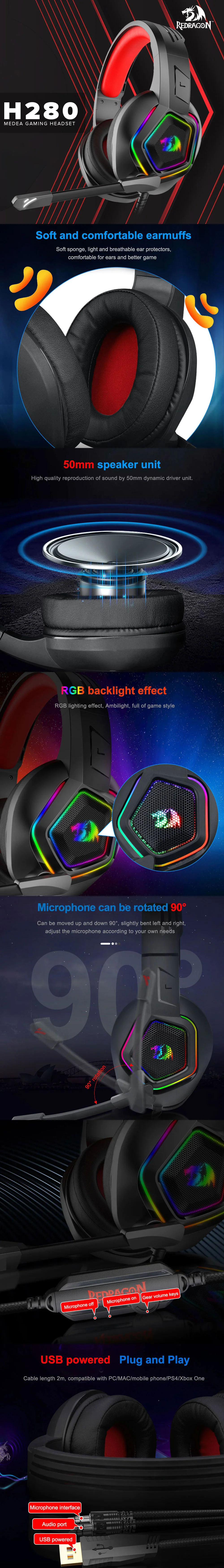Redragon H280 MEDEA Gaming Headset - Image 7