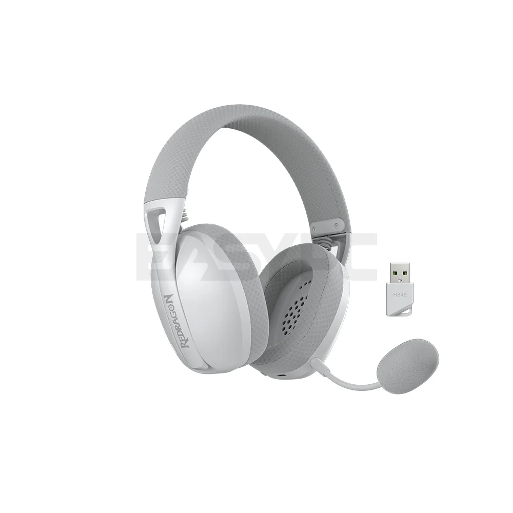Redragon H848 IRE PRO 7.1 Tri-mode Wireless Headset White Gray - Image 3