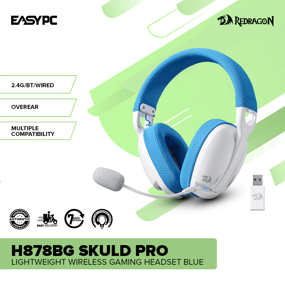 Redragon H878WB Skuld Pro Lightweight Wireless Gaming Headset Blue - Image 2