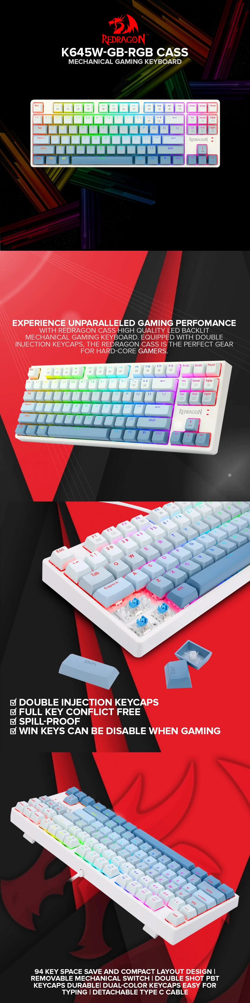 Redragon K645W-GB-RGB CASS Mechanical Gaming Keyboard - Image 5