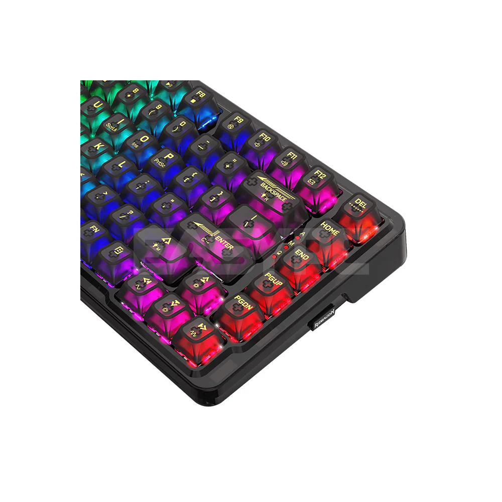 Redragon K649 PRO Gasket  Mechanical Hotswap Tri-mode keyboard Crystal Black - Image 4