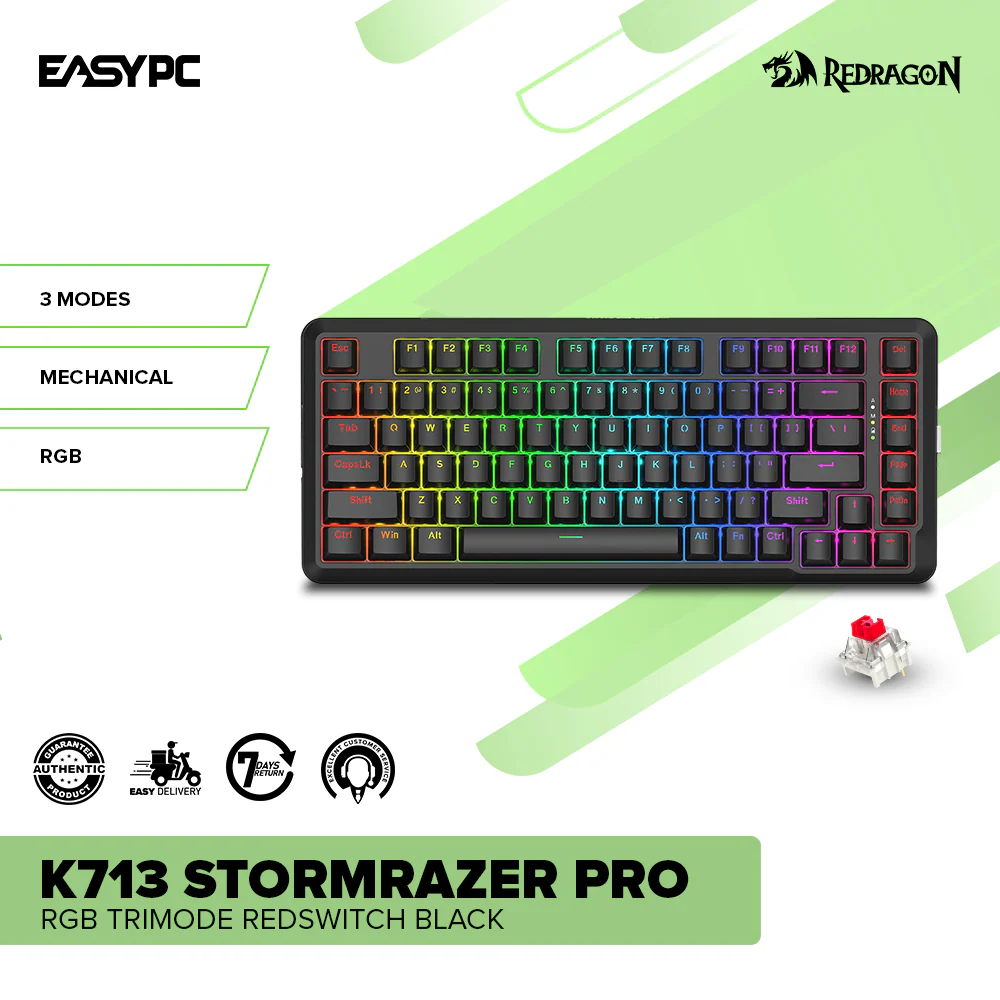 Redragon K713RGB Trimode Redswitch Stormrazer Pro Black - Image 2