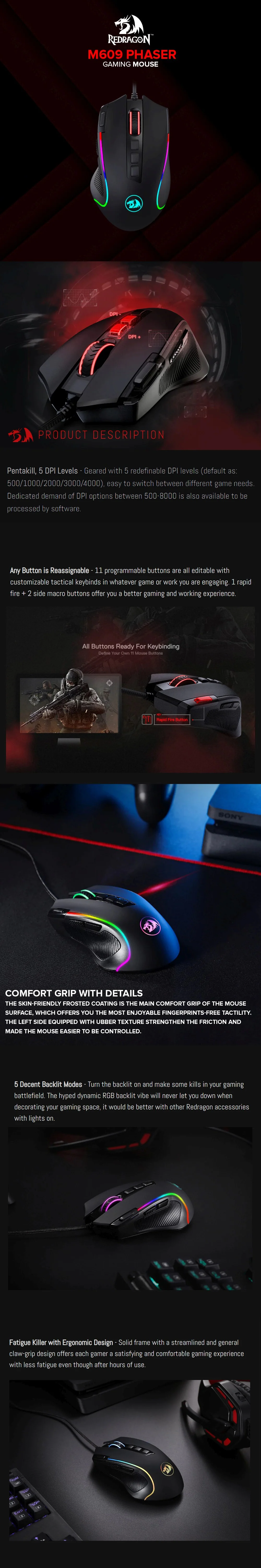Redragon M612 PREDATOR RGB Gaming Mouse - Image 5