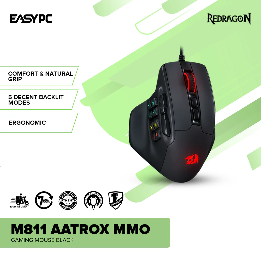 Redragon M811 Aatrox MMO Gaming Mouse Black - Image 2