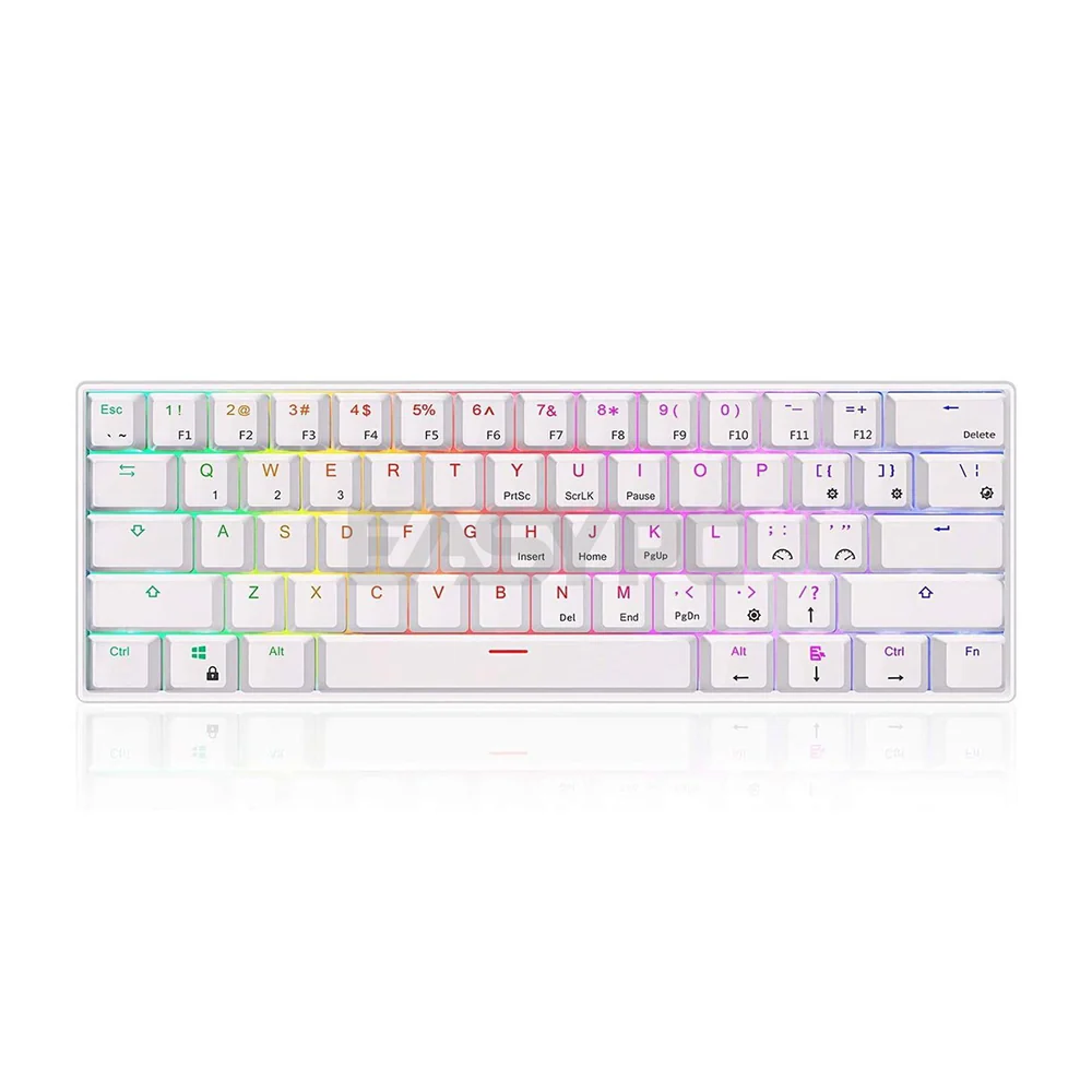 Royal Kludge RK61 ABS Double Shot Keycaps, White & Black Case, Blue & Brown Switch RGB Mechanical Gaming Keyboard  4JTP - Image 5