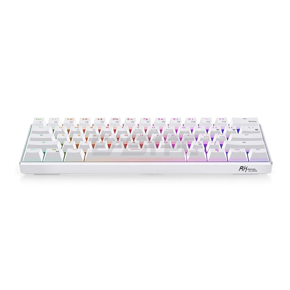 Royal Kludge RK61 Pro RGB Wireless Double Shot PBT Keycaps White Case Brown & Blue Switch Mechanical Keyboard 4JTP - Image 4