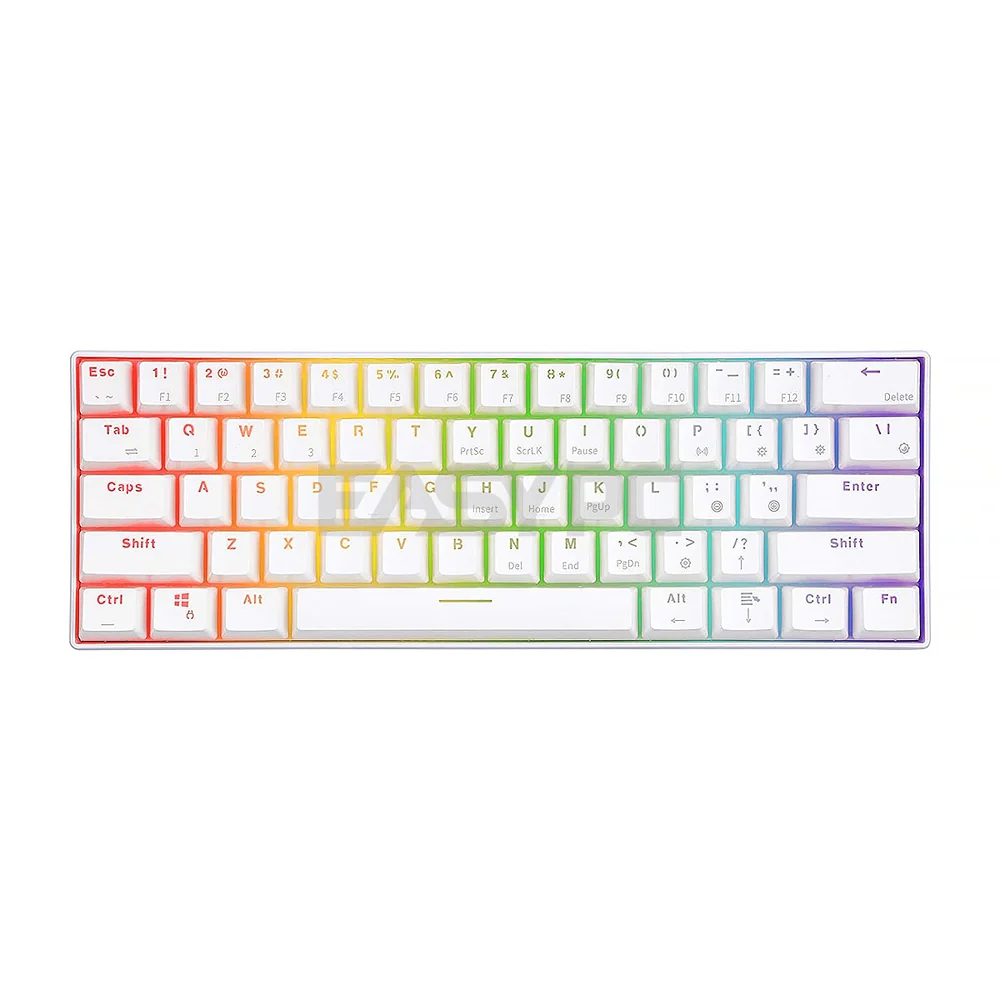 Royal Kludge RK61 Pro RGB Wireless Double Shot PBT Keycaps White Case Brown & Blue Switch Mechanical Keyboard 4JTP - Image 5