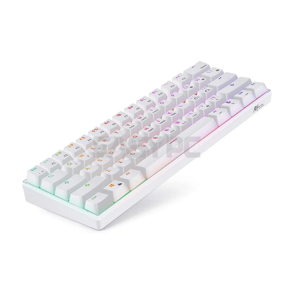 Royal Kludge RK61 Pro RGB Wireless Double Shot PBT Keycaps White Case Brown & Blue Switch Mechanical Keyboard 4JTP - Image 7