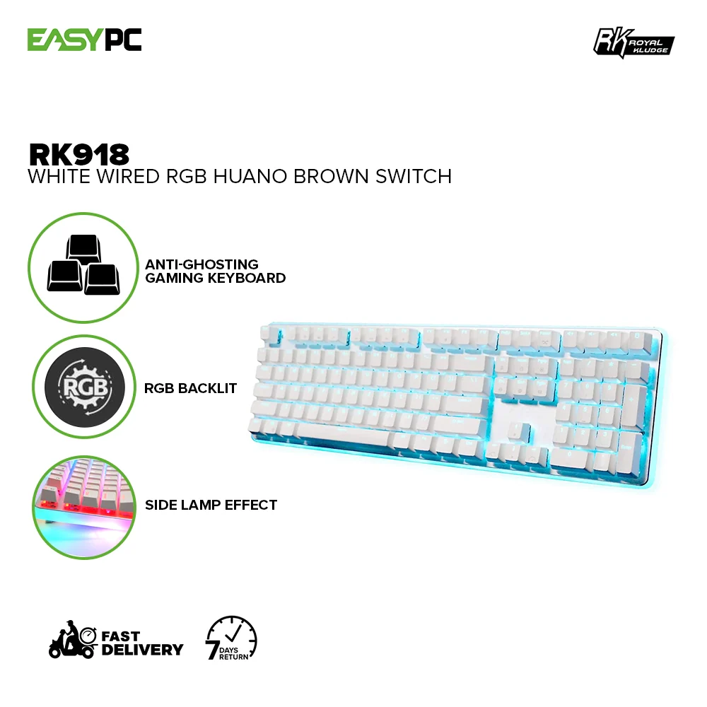 Royal Kludge RK918 RGB Symphony Lighting Huano Blue & Brown Switch Black & White Case Mechanical Gaming Keyboard 4JTP - Image 10
