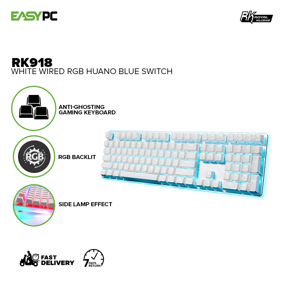 Royal Kludge RK918 RGB Symphony Lighting Huano Blue & Brown Switch Black & White Case Mechanical Gaming Keyboard 4JTP - Image 14