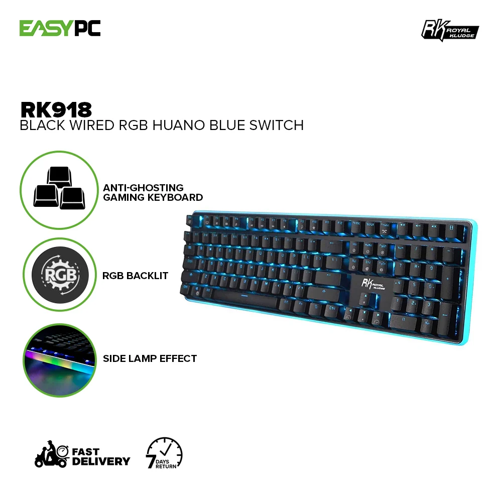 Royal Kludge RK918 RGB Symphony Lighting Huano Blue & Brown Switch Black & White Case Mechanical Gaming Keyboard 4JTP - Image 6