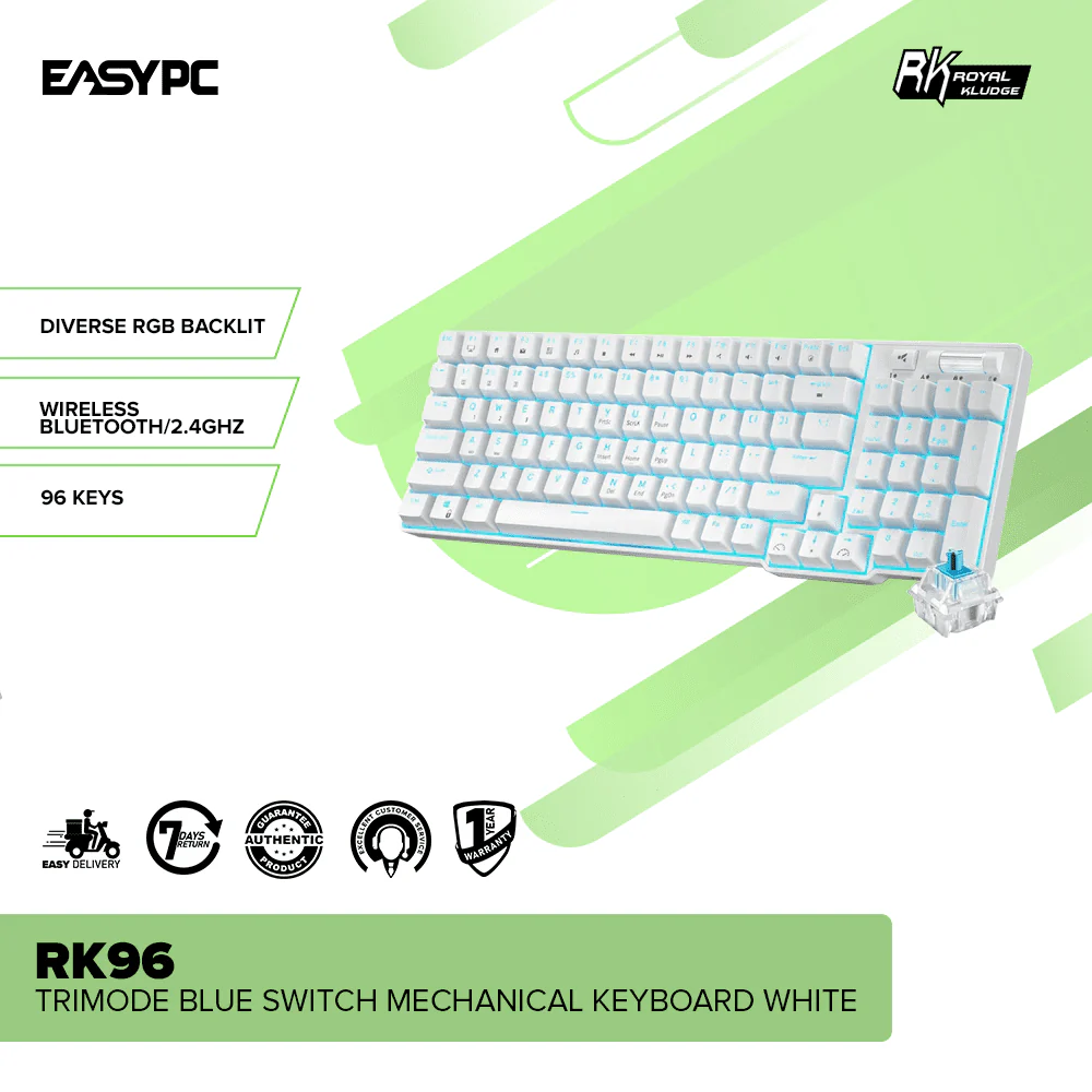 Royal Kludge RK96 Trimode Blue switch Mechanical Keyboard White - Image 2