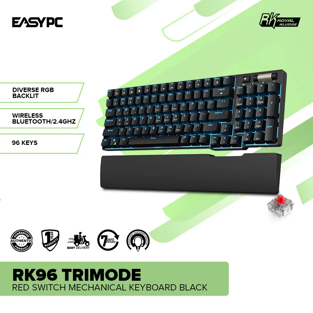 Royal Kludge RK96 Trimode Red switch Mechanical Keyboard Black - Image 2