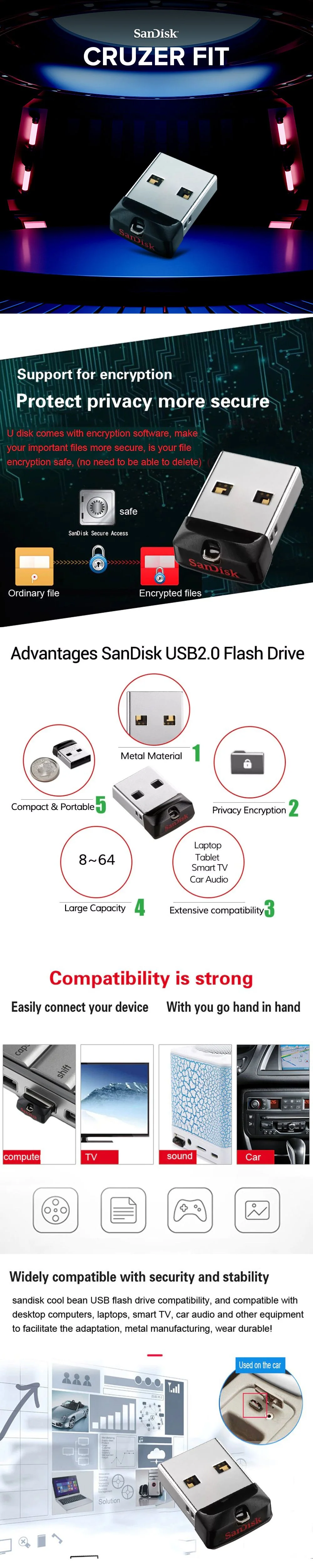 Sandisk Cruzer Fit SDCZ33-064G-G35 CZ33 64gb USB Flashdrive - Image 5