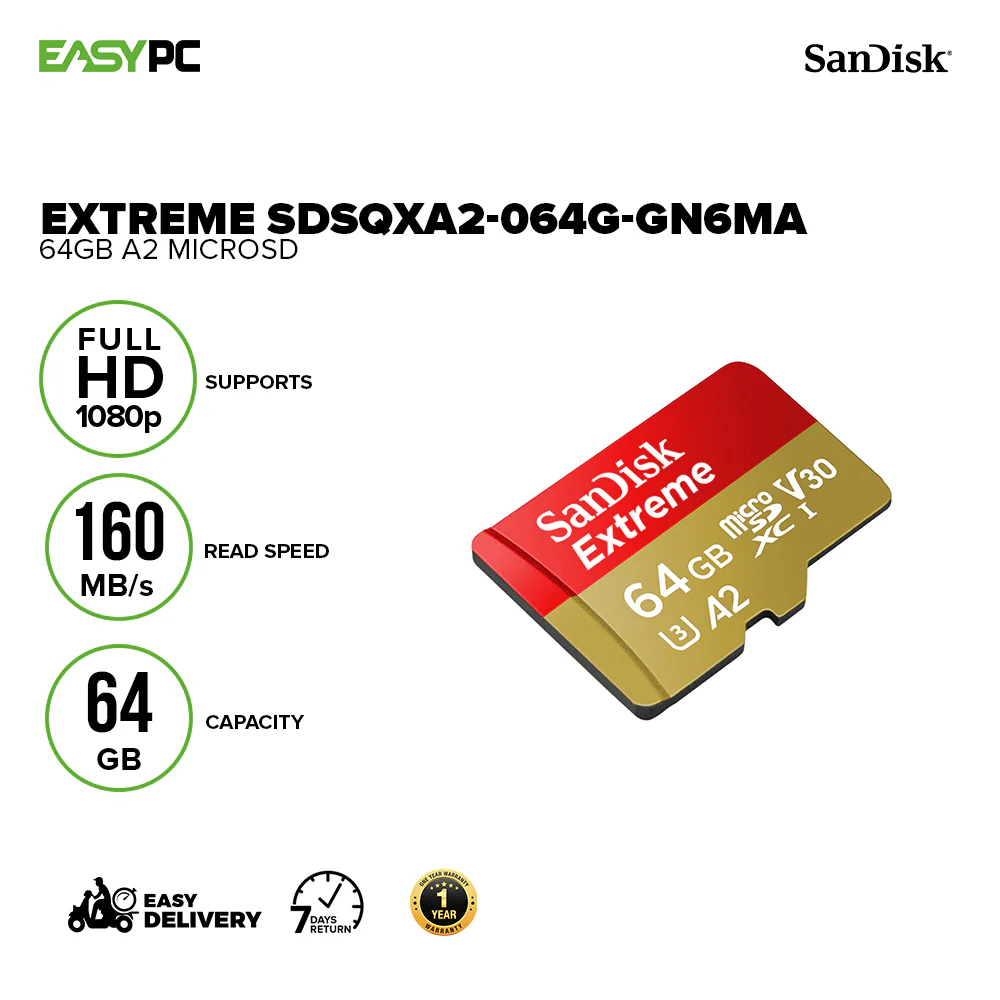 Sandisk Extreme SDSQXA2-064G-GN6MA 64gb A2 Up to 160MB/s read speeds, water-proof, 4K UHD and Full HD-ready MicroSD Cards - Image 2