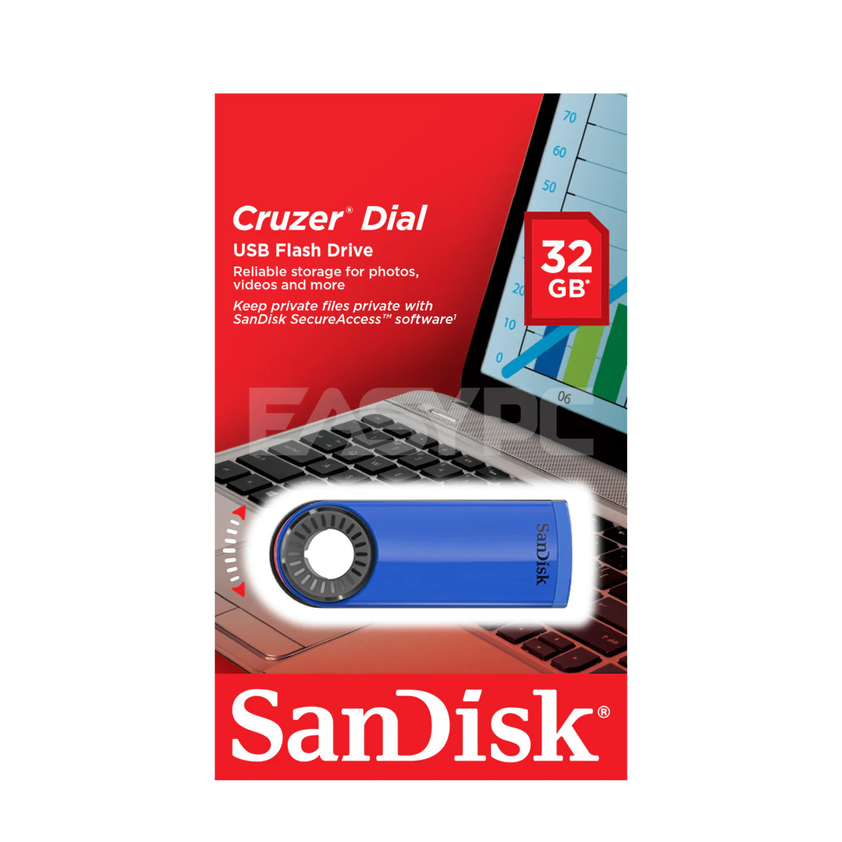 Sandisk SDCZ57-032G-B35B Cruzer Dial 32gb Flashdrive Blue