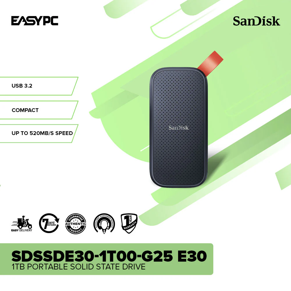 Sandisk SDSSDE30-1T00-G25 E30 1TB Portable Solid State Drive - Image 2