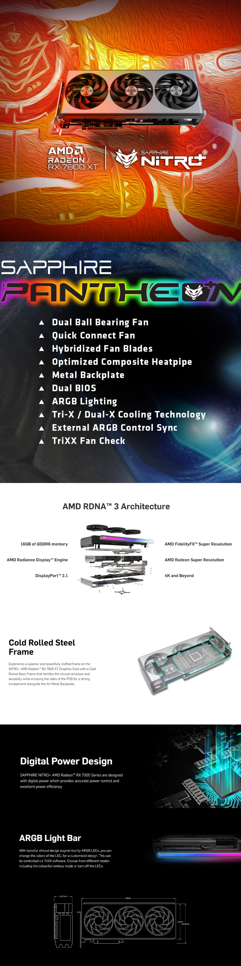 SAPPHIRE NITRO+ RX 7800 XT GAMING OC  SPR-11330-01-20G 16GB 256bit GDDR6 videocard - Image 5