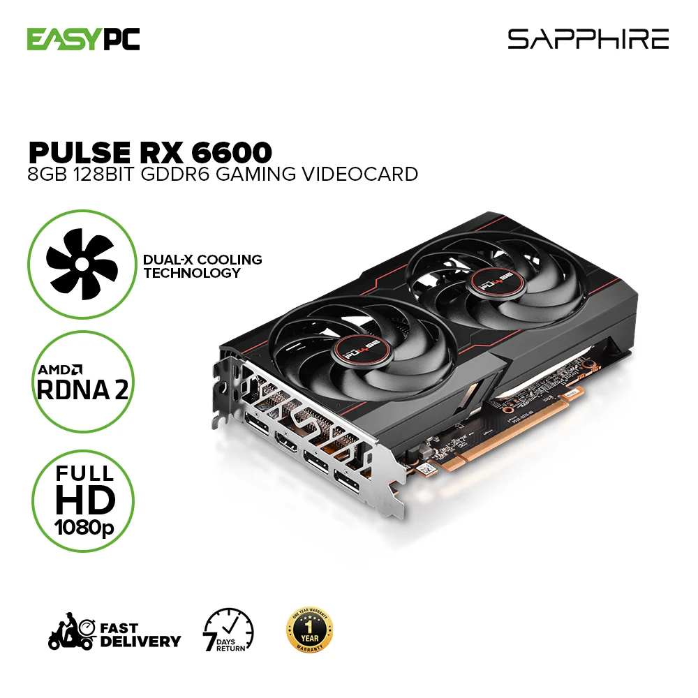Sapphire Pulse Rx 6600 SPR-11310-01-20G 8gb 128bit GDdr6 Powerhouse Performance for 1080P Gaming, Dual-X Cooling Technology Gaming Videocard - Image 2