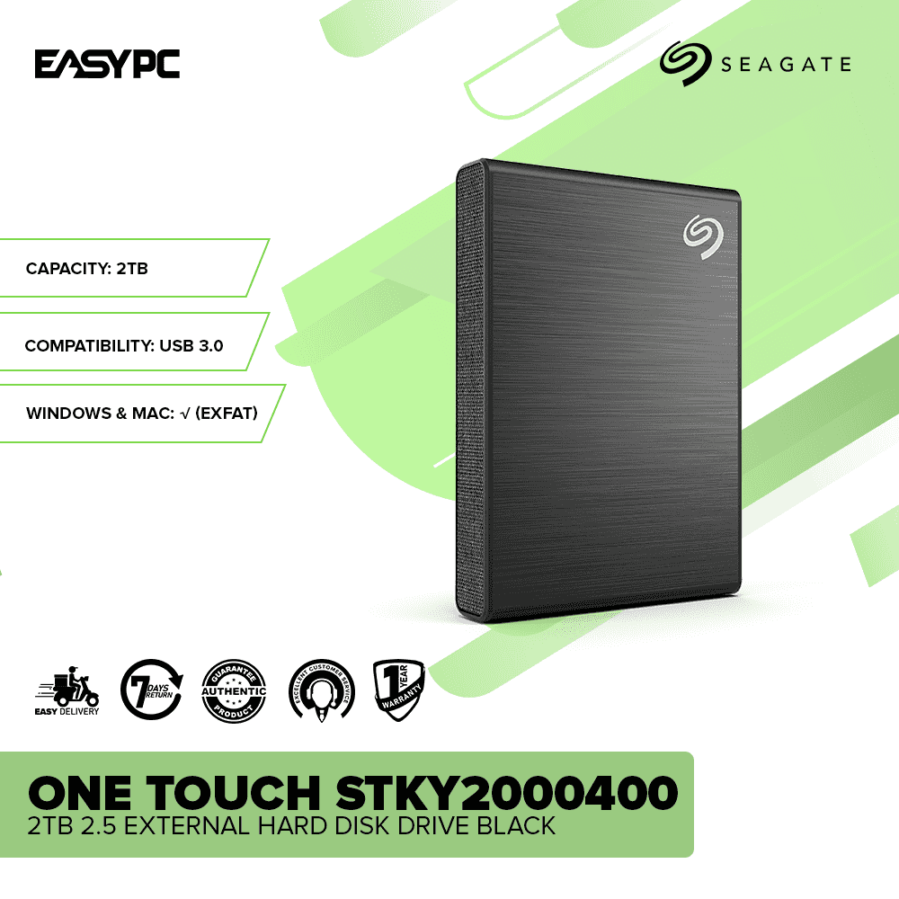 Seagate One Touch STKY2000400 2TB 2.5 External Hard Disk Drive Black - Image 2