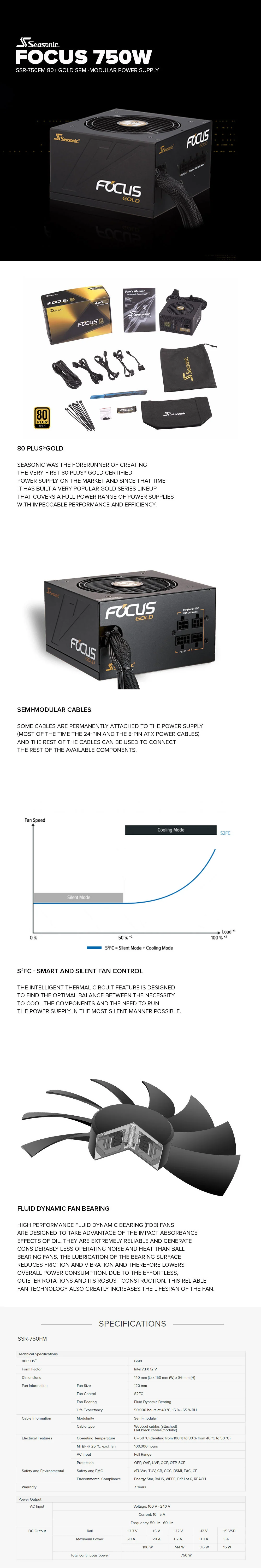 Seasonic Focus 550W SSR-550FM 80+ Gold Semi-Modular Power Supply - Image 13