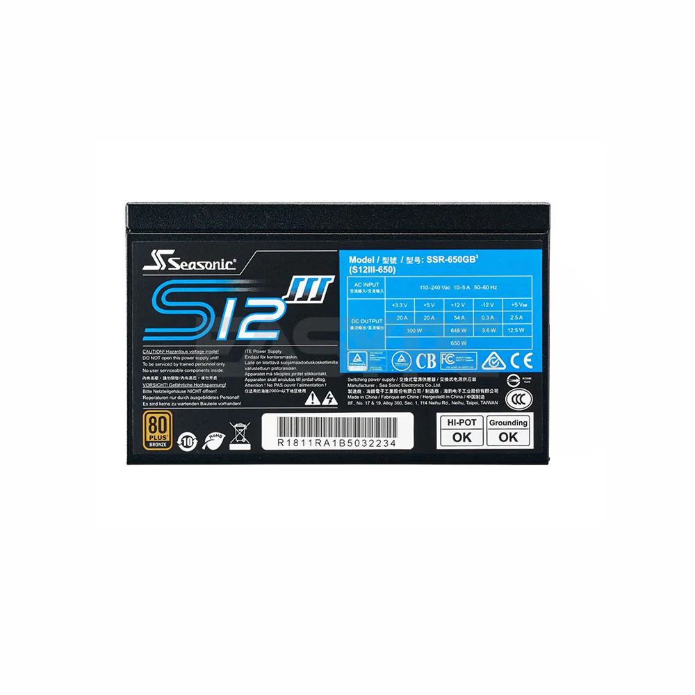 Seasonic S12III 550W/650W/500W 80 Bronze Silent Fan Control Tight Voltage Regulation Power Supply - Image 4