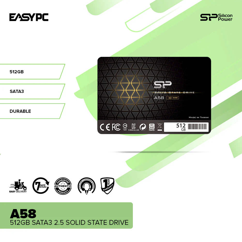 Silicon Power A58 512GB, 128GB and 256GB SATA3 2.5 Adopts 3D NAND Flash Durability and Performance Solid State Drive - Image 2
