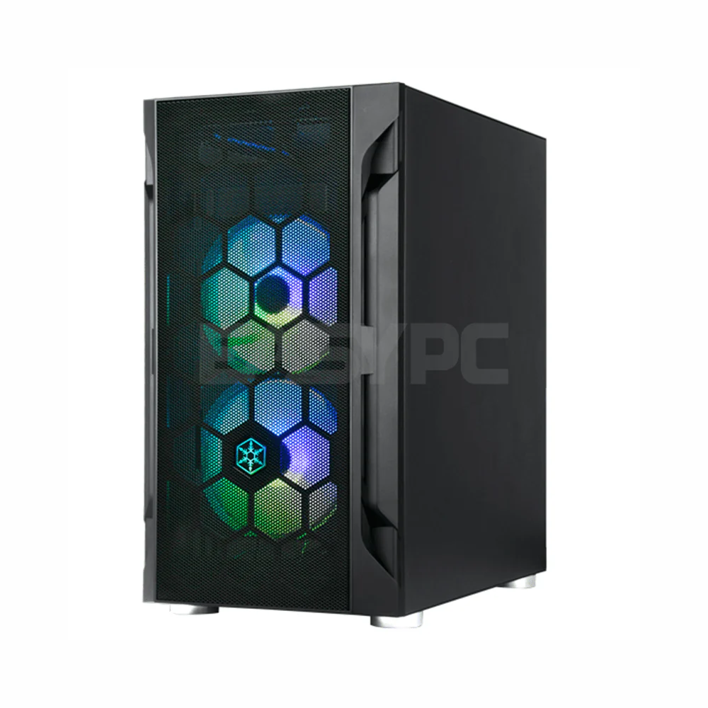 Silverstone FARA H1 PRO Mid-Tower Micro-ATX TG w/ 3 ARGB Fans+Controller Gaming PC Case Black