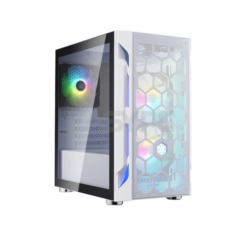 Silverstone FARA H1 PRO Mid-Tower Micro-ATX TG with 3 ARGB Fans + Controller Gaming PC Case White