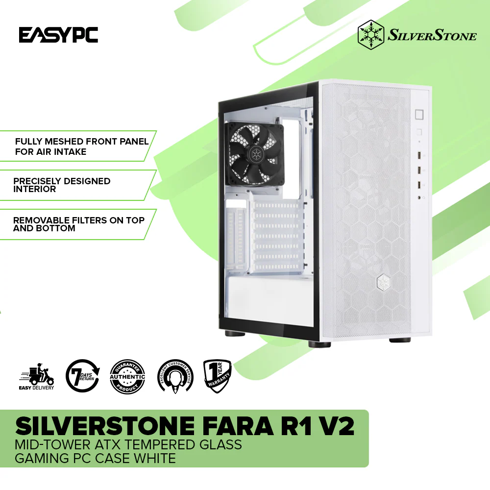 Silverstone FARA R1 V2 Mid-Tower ATX Tempered Glass Gaming PC Case White - Image 2