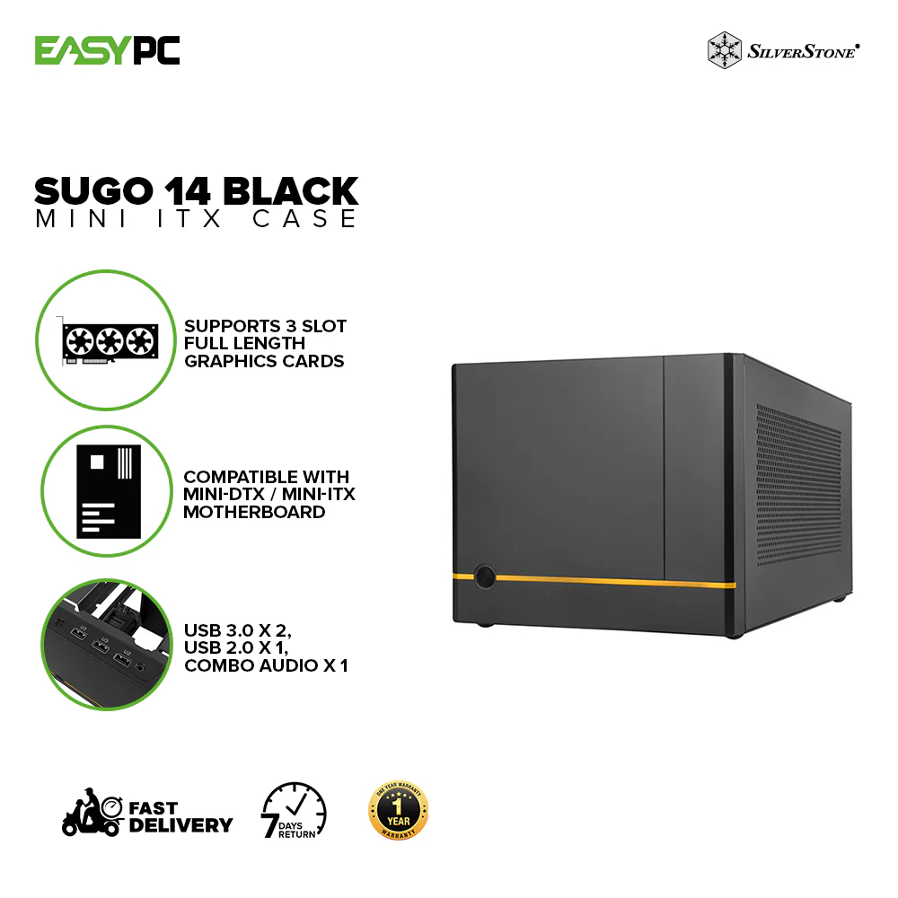 Silverstone Sugo 14 Black SST-SG14B Mini-ITX cube chassis with powerful accommodation, Plastic front panel, steel body Mini ITX Case 6FINE SISS2247 - Image 2