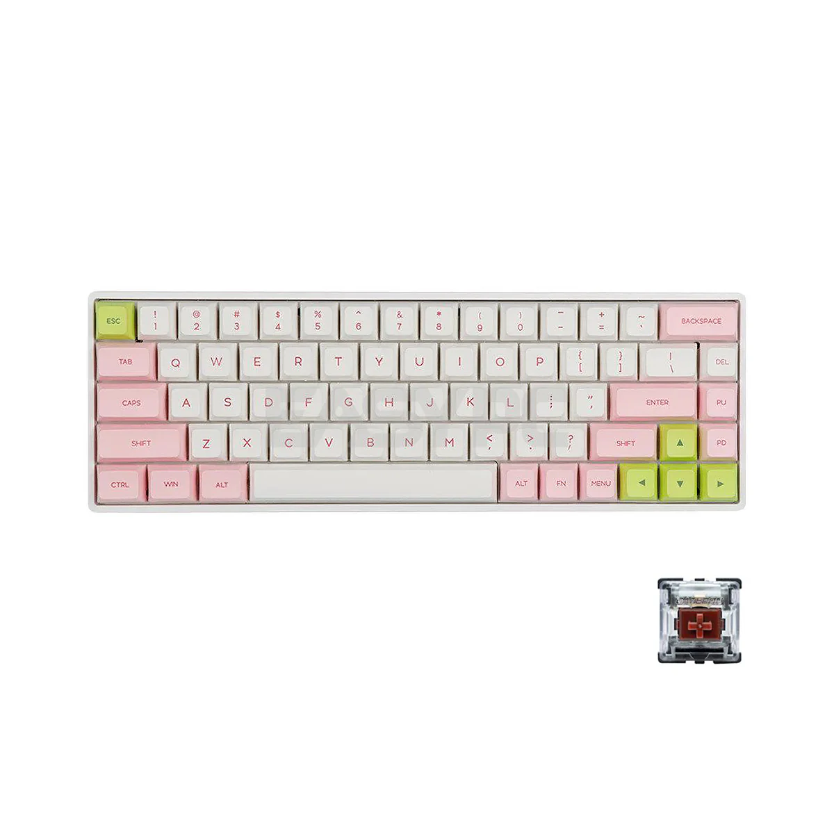 Skyloong GK68XS 68 Keys Hot-Swap RGB Wireless/Wired Brown, Red, Blue Switch Pink White Case Mechanical Keyboard  4JTP