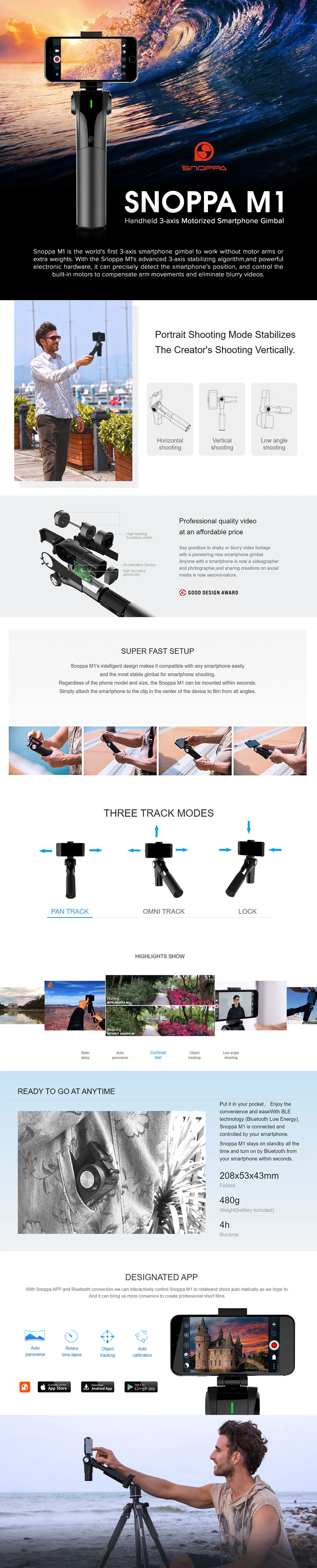 Snoppa M1 Handheld 3-axis Motorized Smartphone Gimbal - Image 5
