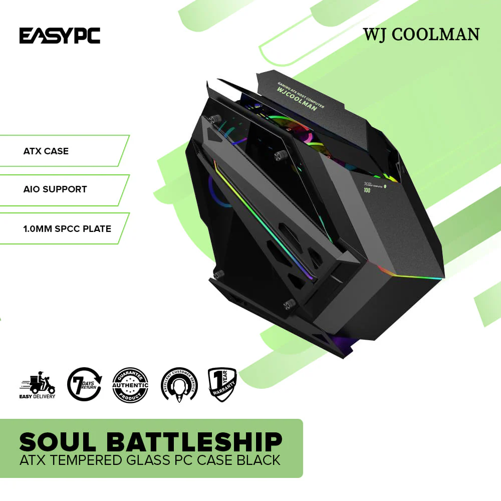 Soul Battleship ATX Tempered Glass PC Case Black - Image 2