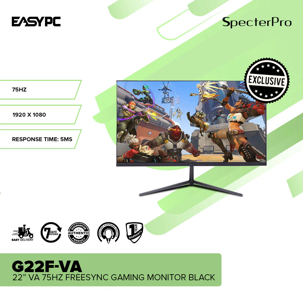 SPECTERPRO G22F-VA 22" VA 75hz Freesync Gaming Monitor Black - Image 2