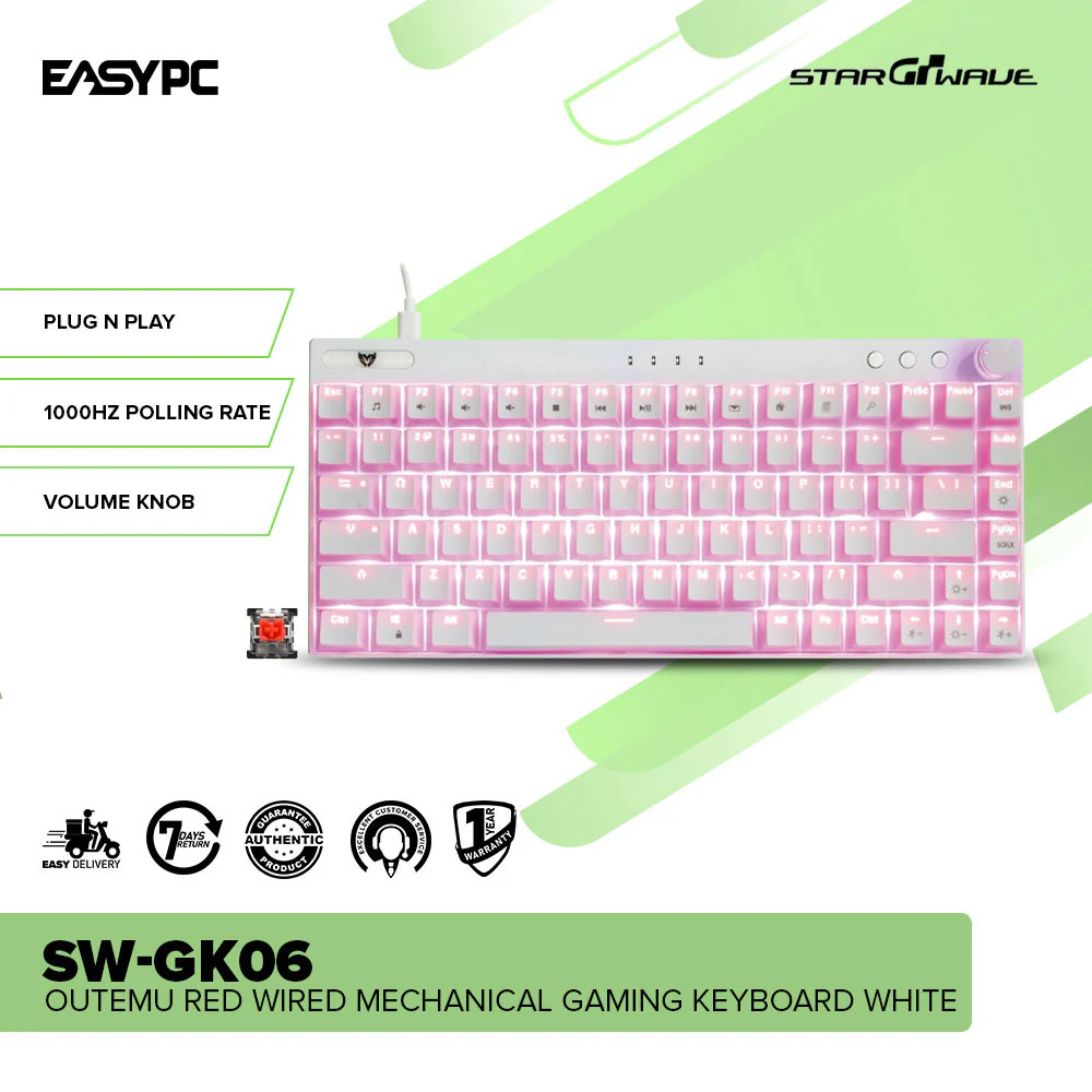 Starwave SW-GK06 and Outemu Red Black, White and Gray Wired Mechanical Gaming Keyboard - Image 10