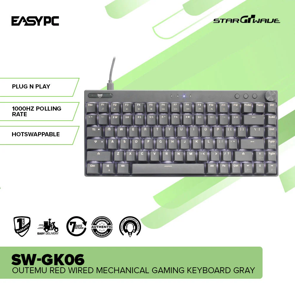 Starwave SW-GK06 and Outemu Red Black, White and Gray Wired Mechanical Gaming Keyboard - Image 12